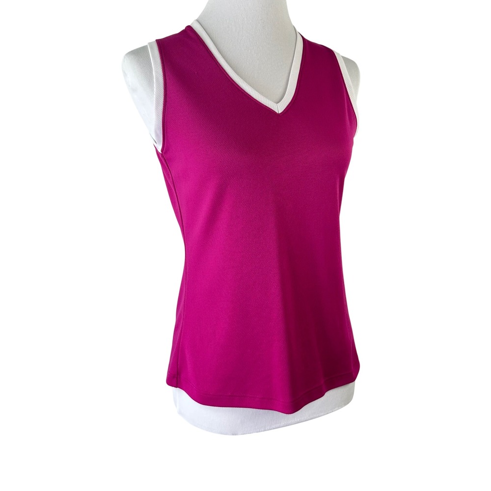 New Balance Pink Lightning Dry V-Neck Athletic Tank Top Sleeveless Womens Medium